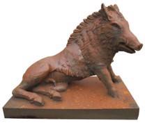 Cast Iron Sitting Wild Boar Statue